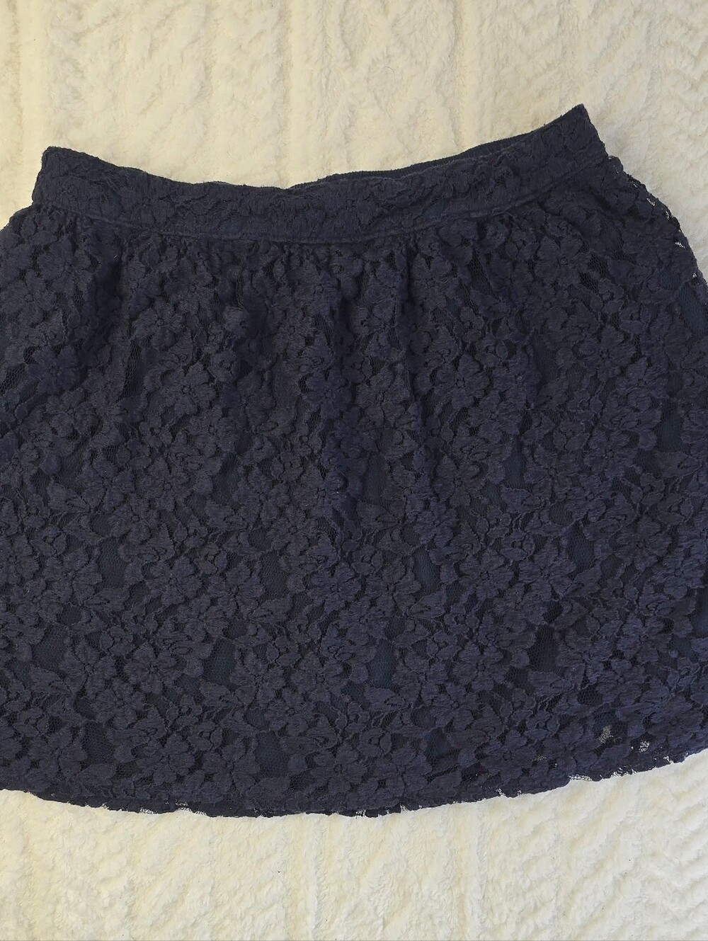Abercrombie & Fitch Lace Mini Skirt Navy Blue Lined A-line Romantic Coquette S